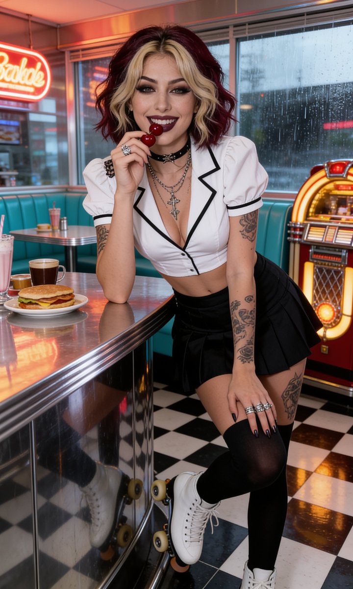 KorraSkyeX's tweet photo. Hello everyone! 🖤✨
QT Your SEXY WAITRESS! 😈
Oh no! Korra's Diner is currently understaffed and in need of sexy waitresses! 😍
Inviting everyone and anyone to apply! 🥰
Tagging: @haileyblush23 @CharlizzyAI
#AIart️️️️️️️️️️️️️️️️️️️️️️️️️️️️️️️️️️️️️️️️️️️️️️️️️️️ #gothgirl