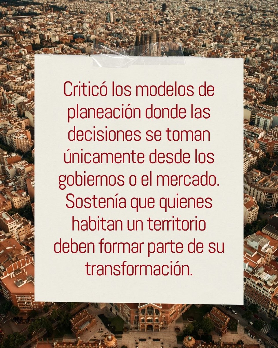 Geoestrategias_'s tweet photo. “La ciudad debe estar al servicio de las personas”, fue una de las ideas sobre el urbanismo que Jordi Borja promovió siempre. 

Su legado sigue inspirando la construcción de ciudades más justas, inclusivas y con espacios públicos que fortalecen la vida colectiva. https://t.co/EpArVeYsbb