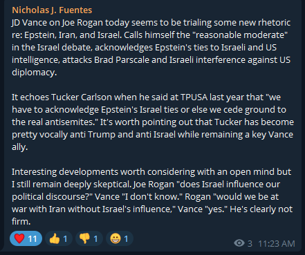 whitesocksclips's tweet photo. Nick Fuentes calls out JD Vance's new rhetoric on Joe Rogan's podcast

"Calls himself the "reasonable moderate" in the Israel debate..." https://t.co/AEDMcSrkGL