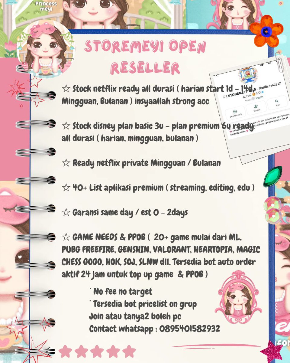 asbsolute's tweet photo. halo-halo!! cari Supplier Netflix &amp; Fh App Prem + Game open reseller ? . . Join ꒰ 𝗦𝗧𝗢𝗥𝗘𝗠𝗘𝗬𝗜 𝗥𝗘𝗦𝗦 ꒱ ៶៲៸ ⓘ 🎀💭 Tersedia 4 bot auto order aktif 24 jam, Durasi lengkap Harian - Bulanan

📦 join/intip pl chat https://t.co/vIQmwGsEqx ♡ 
#zonauang fhneed81 https://t.co/3fZ8gdX7tO