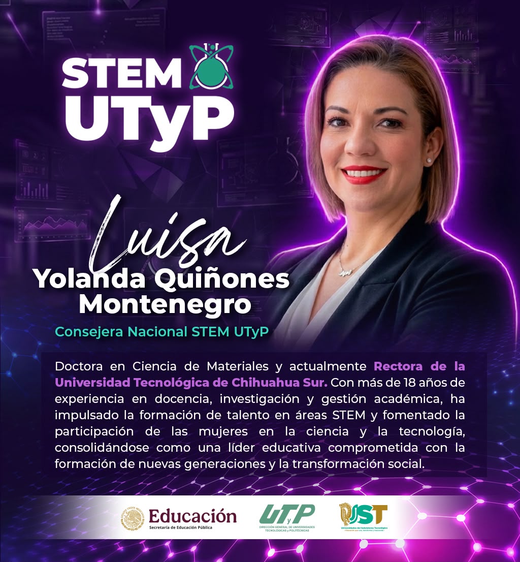 STEM_UTYP's tweet photo. ✨💜 ¡Conoce a nuestras Consejeras STEM UTyP! 

En #STEMUTyP celebramos a las mujeres que, con su liderazgo, experiencia y vocación, abren camino para que más niñas y jóvenes se conviertan en protagonistas de la innovación y la transformación de nuestro país. 🚀

 #MujeresSTEM https://t.co/8fvsJ59a1t