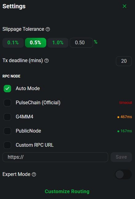 RichardHeartWin's tweet photo. PulseX has been updated. v1.1.5 has RPC node auto failover and supports custom RPC. Be a big boy and run your own node and then you have your own private RPC! https://t.co/49MqbAzaFk