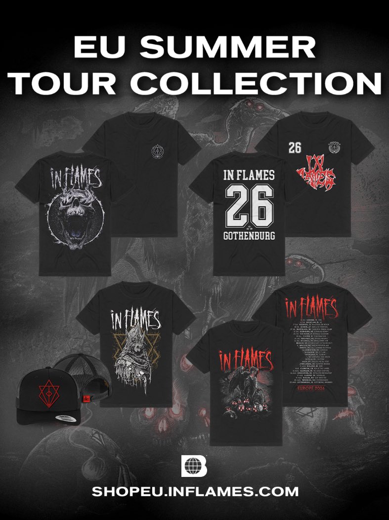 InFlames_SWE's tweet photo. Jesterheads of Europe!!!
We start our tour tonight in Poland!
Here’s a peak of some of the designs you can find with us on the road this summer and if you can’t make it, don’t worry you can still grab some stuff at our online store starting TODAY!
https://t.co/2Fy4rGbwWI https://t.co/TDuQay2dVv