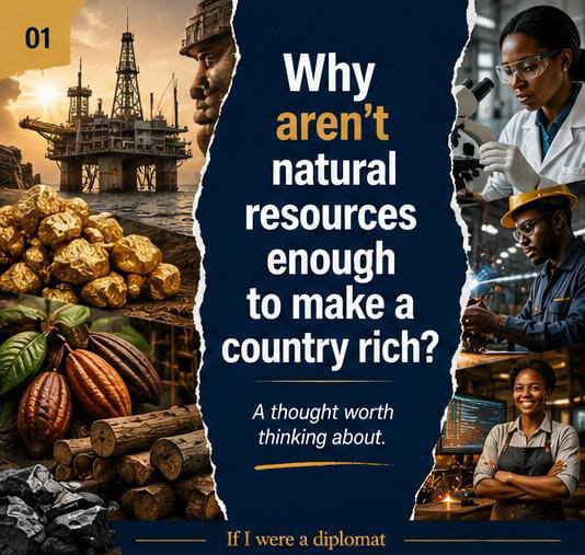michaelniinoye's tweet photo. Many people believe that natural resources make a country rich.
History tells a different story.

Natural resources create opportunities, but opportunities do not automatically become prosperity.
That transformation depends on people. https://t.co/UpYKdpYkKs