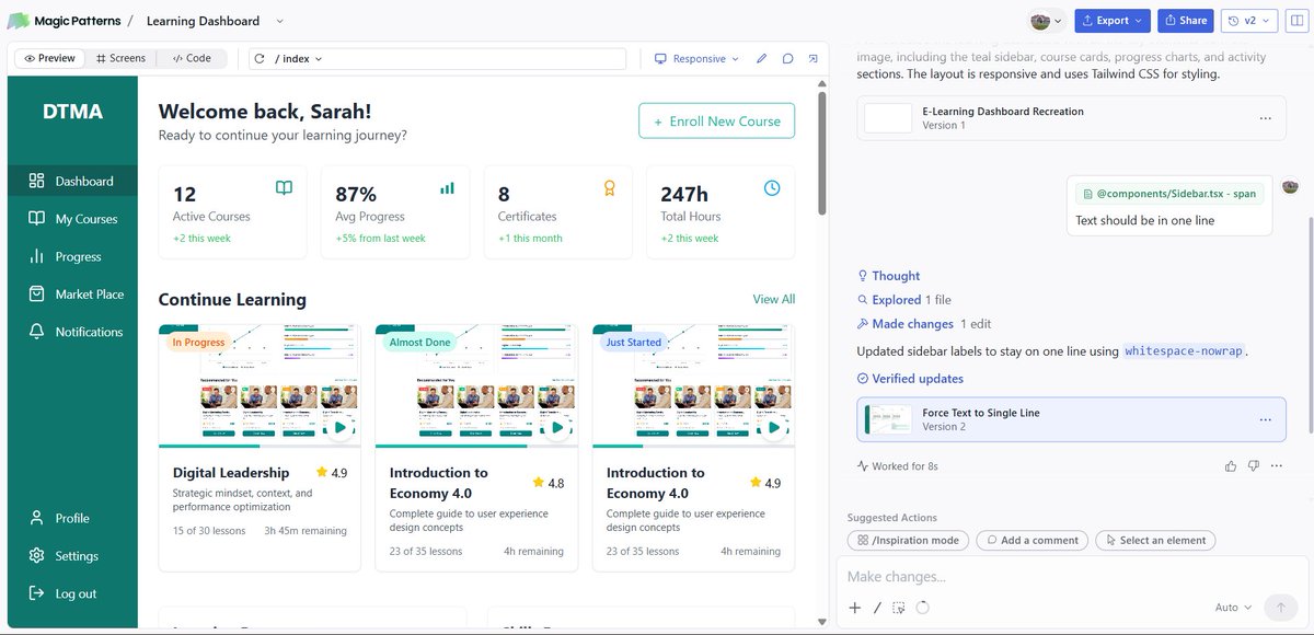 richardkyuli243's tweet photo. Loving @magicpatterns for rapid UI prototyping. Such a great tool for designers building with AI.

Curious to see how it fits into my workflow over the next few projects. 🚀 #UXDesign #AI #Figma #DesignTools https://t.co/fJReth0hrF