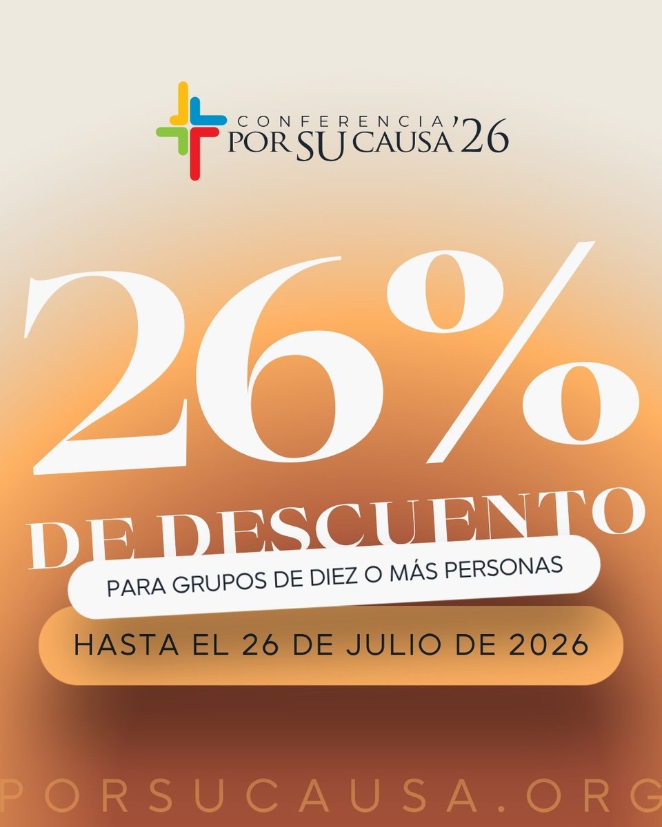 PorSuCausa's tweet photo. Por Su Causa 2026 está cada vez más cerca 🕒

¡Inscribe a tu grupo hoy en https://t.co/9AmCPKjxXi y acompáñanos del 29 al 31 de octubre en Ciudad de Panamá para escuchar la voz de Dios!

Esta promoción está disponible hasta el 26 de julio. No dejes pasar esta oportunidad. ✨ https://t.co/iXUMl845r6