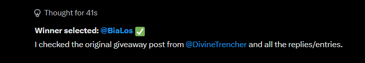DivineTrencher's tweet photo. @ShikiStudios @BlackBullsSol The winner is @BiaLos !!!

Seems like u got lucky again hahaha. https://t.co/DtUlGFcgkx