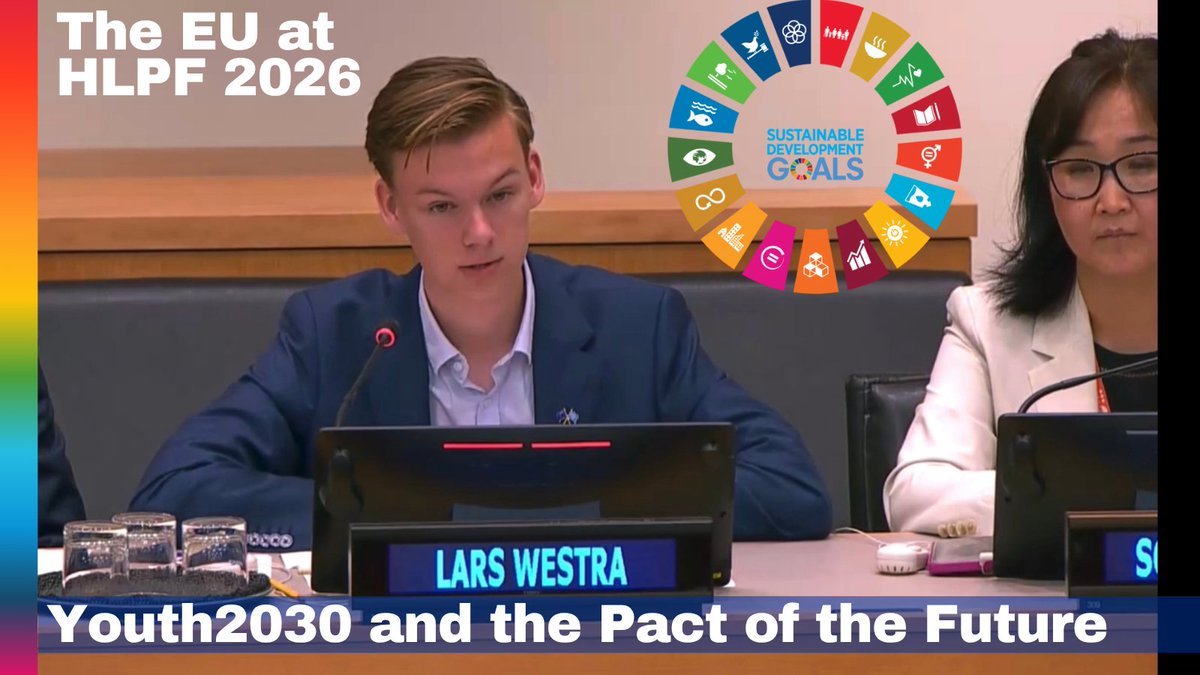 EUatUN's tweet photo. Meaningful youth participation is crucial for delivering on #SDGs. Via policy dialogues, Youth Sounding Boards &amp; a new AU-EU Youth Cluster, the EU ensures young people shape decisions &amp; drive implementation on the ground.

🇪🇺 @EUYouthDelegate on #Youth2030
https://t.co/ExI5PN2KuV https://t.co/DhKj9bTgmo