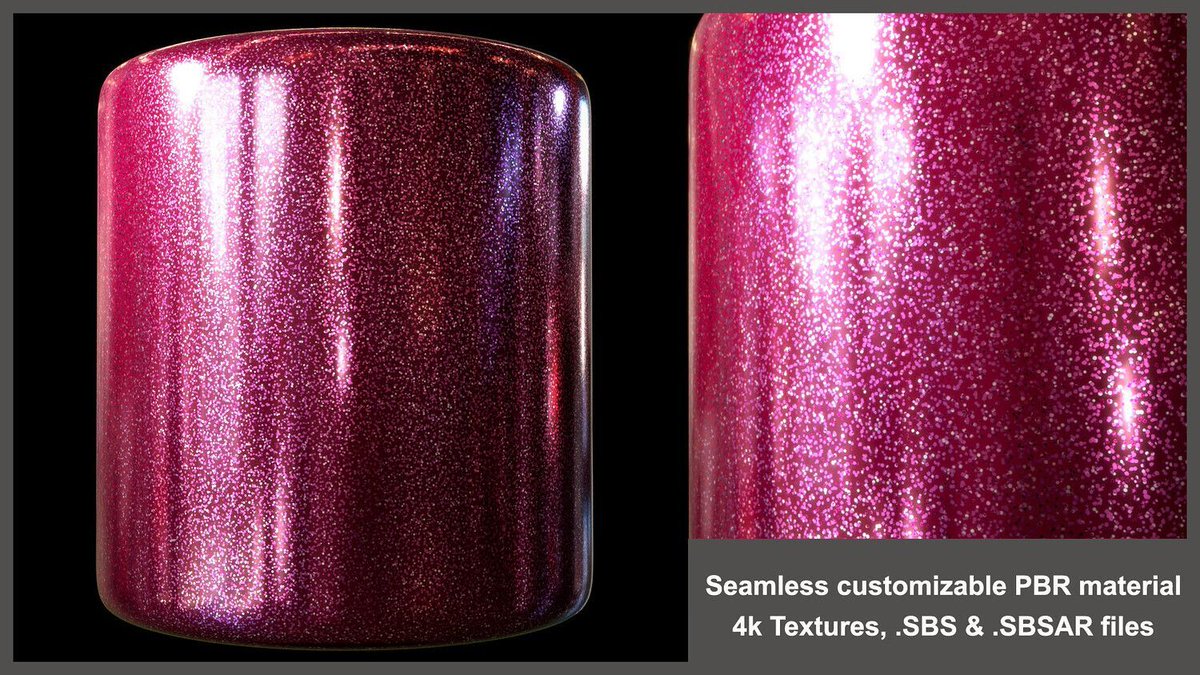 Cubebrush's tweet photo. Create sparkling glitter paint with Vasyl Kysylychak's substance material and textures in one pack. https://t.co/ekbaLb4MlD
#digitalart #gameassets #digitalartist #gamedev #conceptart #gamedesign #environmentart #art #gamestudio #3dart https://t.co/ms8zN4qxXK