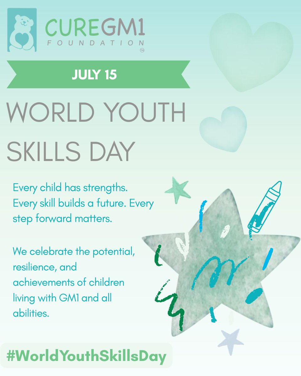 curegm1's tweet photo. Happy World Youth Skills Day!

Every child has strengths. Every step forward matters. Today we celebrate the incredible kids in our GM1 community, whose courage and resilience inspire everything we do.

#WorldYouthSkillsDay #CureGM1 https://t.co/TwIc1YXFHc