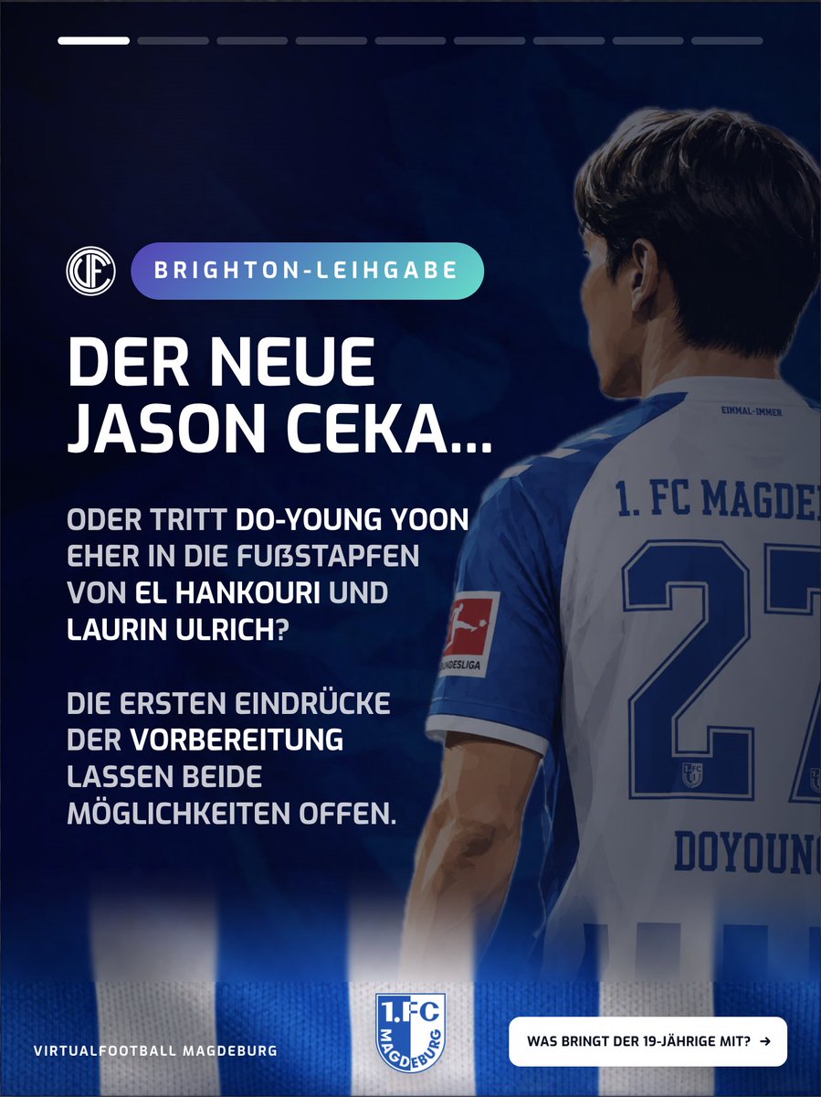 vf_magdeburg's tweet photo. Wo seht ihr Do-Young Yoon beim 1. FC Magdeburg? 🤔
Jetzt rechts außen, langfristig aber auch als offensiver Achter? Sein Profil erinnert an Jason Ceka, könnte aber auch in die Fußstapfen von El Hankouri oder Laurin Ulrich passen.
#1fcmagdeburg #2Bundesliga #FCM #EINMALIMMER https://t.co/fD9oboxQve