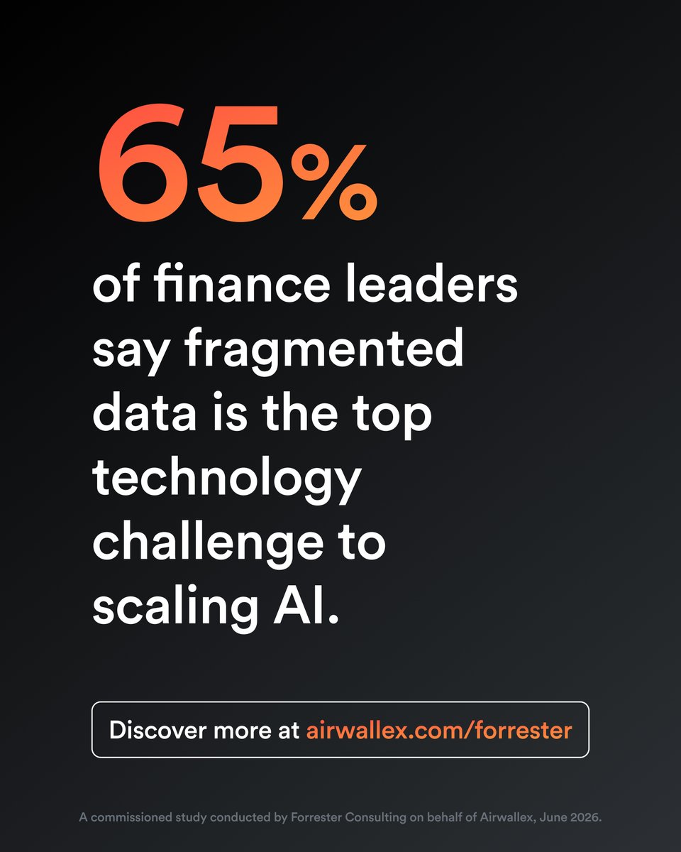 YuHelenYu's tweet photo. Everyone is talking about AI in finance.

Not enough people are talking about the infrastructure AI depends on.

According to @forrester research, on behalf of @airwallex, only 11% of core finance workflows are AI-autonomous today, even though 74% of finance leaders say AI is a top priority.

The AI exists. The challenge is connecting the data, systems, and workflows.

Learn more: https://t.co/HgycsK3hR7

#Finance #AI #CFO