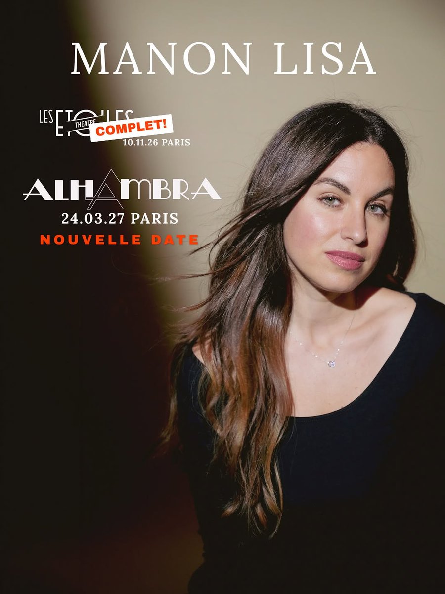 manonlisaaaa's tweet photo. Je ne pensais pas vivre ça dans ma vie …
Vous avez rempli mon concert aux Étoiles en moins d’une semaine ! Autant vous dire que je n’en reviens pas 🤩🥹

Alors je me suis dit, vu qu’on part sur une folie douce… et si je réservais l’Alhambra le 24 mars ... https://t.co/y79EdQ1F15
