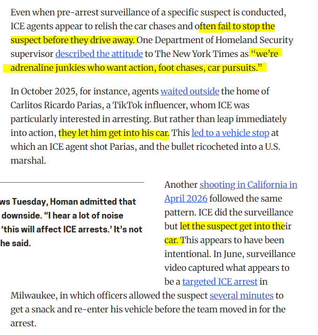 David_J_Bier's tweet photo. DHS agents were mad about the order to suspend vehicle stops because they're "adrenaline junkies who want car pursuits." And they often deliberately let suspects get into vehicles before attempting to make arrests. https://t.co/9Nj5Bk1ASC