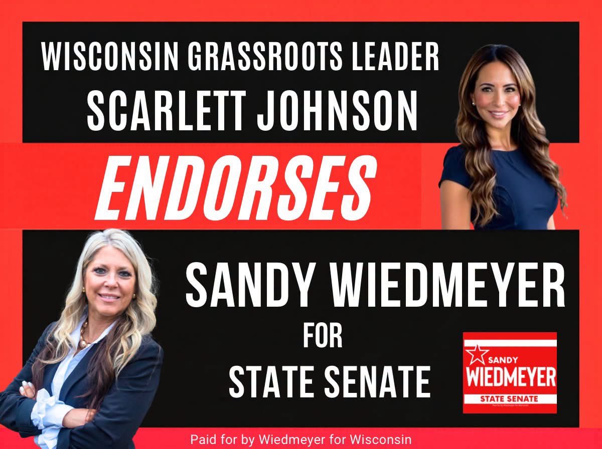scarlett4kids's tweet photo. I’ve spent years fighting alongside parents who refuse to stay silent when our children’s futures are on the line. 

That fight requires leaders who show up when it matters — not just when it’s easy. It requires winter soldiers. Sandy Wiedmeyer is one of them.

She co-founded the first Moms for Liberty chapter in Wisconsin, right here in Kenosha County, because she saw what was happening in our schools and refused to look away. There was no campaign, no title to pursue, no political future to gain — just a cause she believed in.

She’s a mother, a former educator, a former small business owner, a strong conservative, and a proven grassroots leader. As Kenosha County Republican Party Chairwoman, she delivered results and helped move Kenosha County further red. She doesn’t just talk about conservative values — she lives them.

Republican voters in Walworth, Kenosha, Racine, and Rock counties: the primary is August 11. Stand with a leader who was there when it was hard.