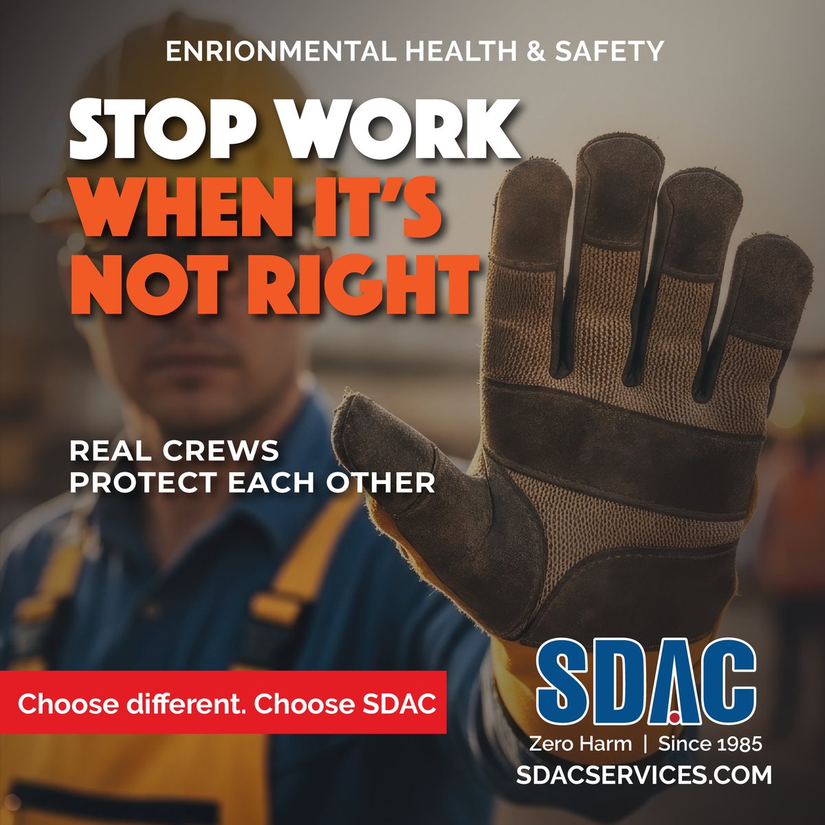 sdac8a's tweet photo. STOP WORK WHEN IT'S NOT RIGHT.
If something doesn't look right, stop.
Every SDAC employee has Stop Work Authority because safety belongs to everyone.
🔴 ZERO HARM | Since 1985
#StopWorkAuthority #ZeroHarm #SafetyFirst #SDAC https://t.co/bpaOm6z1xK