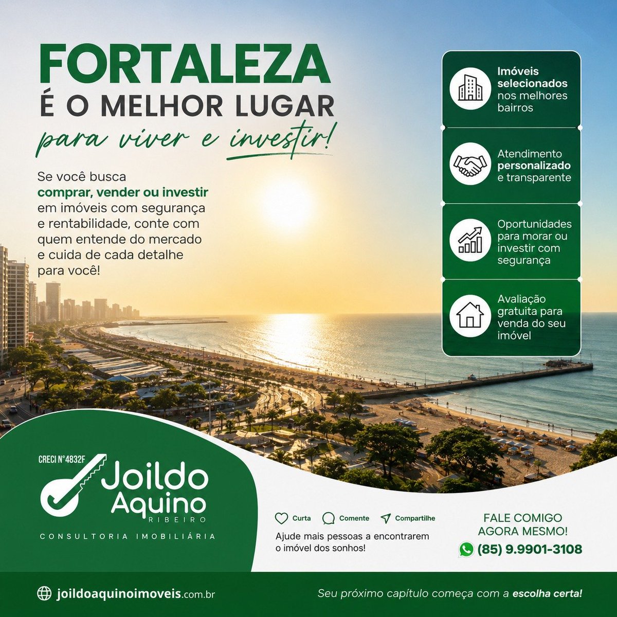 joildoar's tweet photo. Fortaleza cresce, valoriza e continua atraindo quem busca qualidade de vida e bons investimentos.
Se você quer comprar, vender ou investir em imóveis, conte com quem conhece o mercado.
🌐 https://t.co/eptcOafFYj
📲 (85) 9.9901-3108
#Fortaleza #Imóveis https://t.co/a9pKLoqAEK