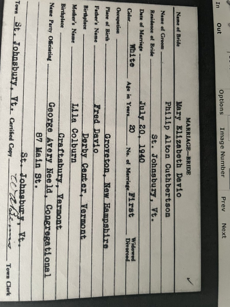 DomesticDogMom's tweet photo. My grandmothers marriage certificate 
#Cuthbertson #Davio https://t.co/CkqmNP3iOg