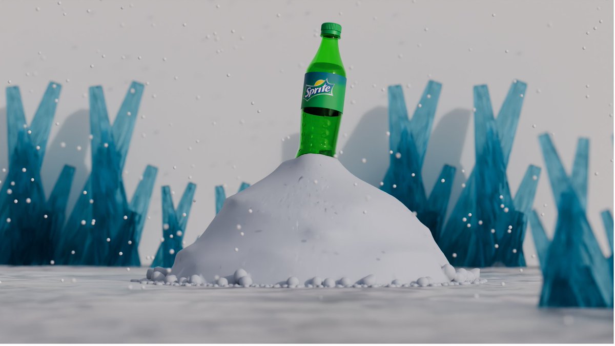 1Mike3d's tweet photo. Day 28 ✅
Made this Sprite product animation in Blender.
Wanted to recreate that refreshing, ice-cold feeling with a simple reveal emerging from a frozen landscape.
I actually made 2 scenes but the second was wierd to me. What do you think?
#3DAnimation #ProductVisualization https://t.co/GlxVepsmJS