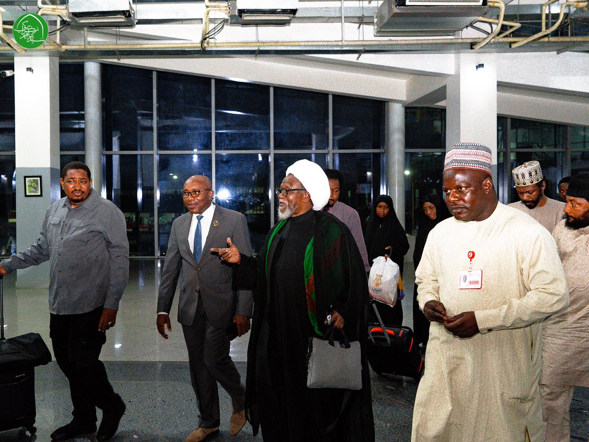 SZakzakyOffice's tweet photo. Leader Sheikh Ibraheem Zakzaky (H) returned home from the Islamic Republic of Iran and Iraq after attending the funeral ceremony of Martyr Imam Khamenei (QS), today, 15 July 2026. https://t.co/oPIsOCMO7O