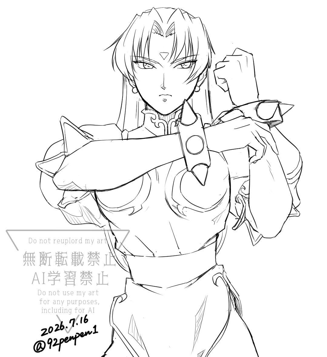 92penpen1's tweet photo. 【春麗の太腿事情】 
アニメ「ストリートファイターⅡV」第23話より登場するサイバーウォリア春麗。
洗脳されてしまう以前に比べ、明らかに太くなっているような…？
そして、何かオイル塗ってる？っていうくらいにハイライト入ってテカテカしている描写が…。

ベガ様、何かしましたね？

■FANBOX更新しました！ 
【従　下書き原稿公開03】シャドルーサイバーウォリア春麗
（FANBOXのリンク先はプロフィール欄を参照📷）