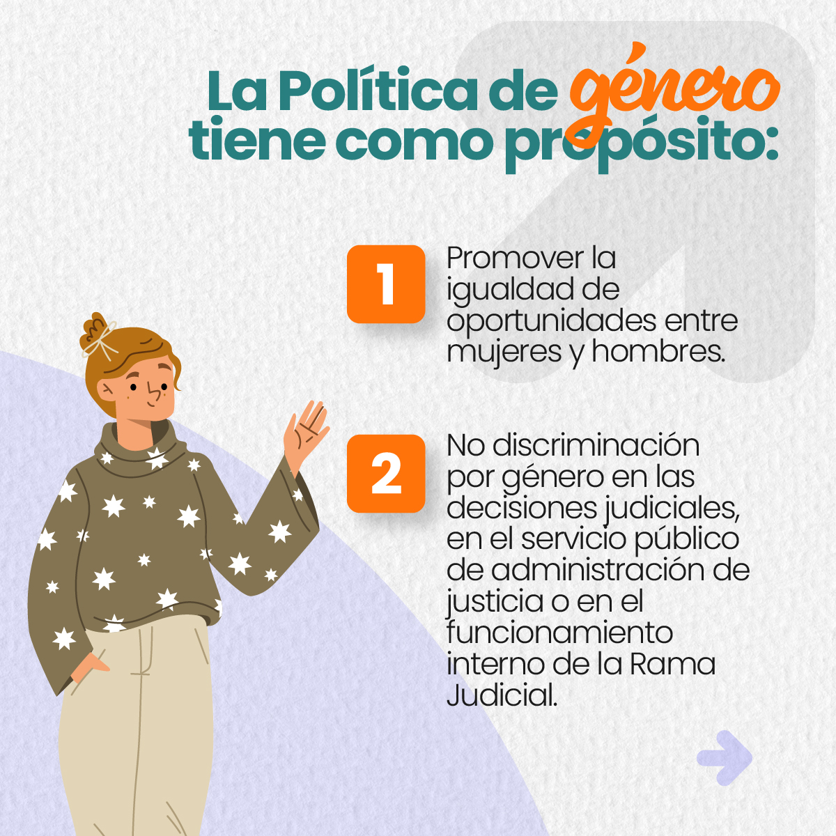 judicaturacsj's tweet photo. Conoce la Política de Género de la #RamaJudicial con la que buscamos garantizar la equidad y eliminar estereotipos.
De esa manera, nos alineamos con el objetivo 5⃣ de desarrollo sostenible, impulsado por @ONU_es, para erradicar la pobreza, proteger el planeta y asegurar la paz. https://t.co/r4b3Tqu1Tu