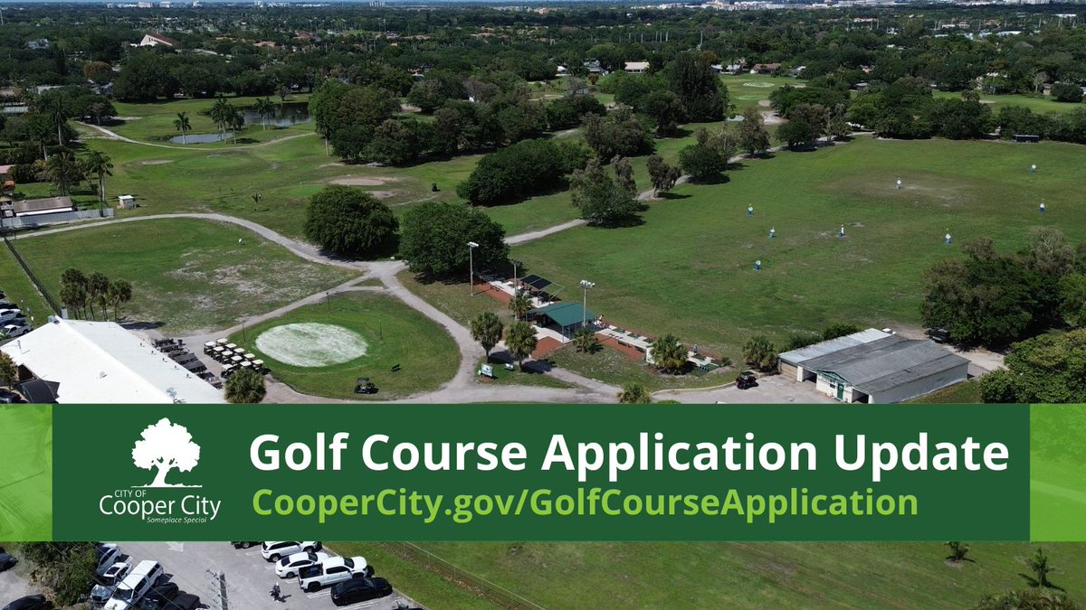 CooperCityGOV's tweet photo. UPDATE: Cooper Colony Golf Course Land Use Plan Amendment

The applicant has requested that Development Review Committee (DRC) review of its Land Use Plan Amendment application be removed from the July 22, 2026 DRC agenda. Review is being postponed to an undetermined date. https://t.co/Rm5qHIMNp9