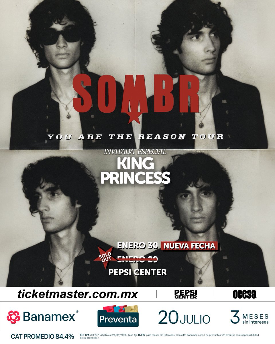 sombraccess's tweet photo. Due to unforeseen circumstances, Sombr’s concert originally scheduled for July 22 at Pepsi Center has been rescheduled to January 29, 2027, at the same venue.

Additionally, a second date has been added for January 30, 2027.

If you would like to request a refund, you may do so starting July 15 through the same point of purchase where your tickets were originally purchased, or by visiting https://t.co/InyeeIr9cI.