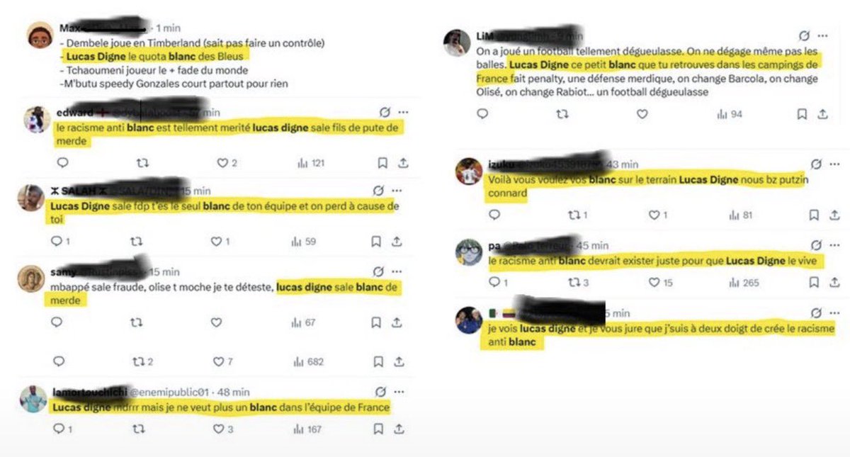 ThaisEscufon's tweet photo. Ah bon ? Tu passeras le mot à tes copains qui estiment que les blancs sont forcément moins bons et n’ont pas leur place dans l’équipe alors.

T’assumes pas leurs commentaires pour bloquer les réponses à tes tweets ? Lopette. https://t.co/GoavRfmkN2