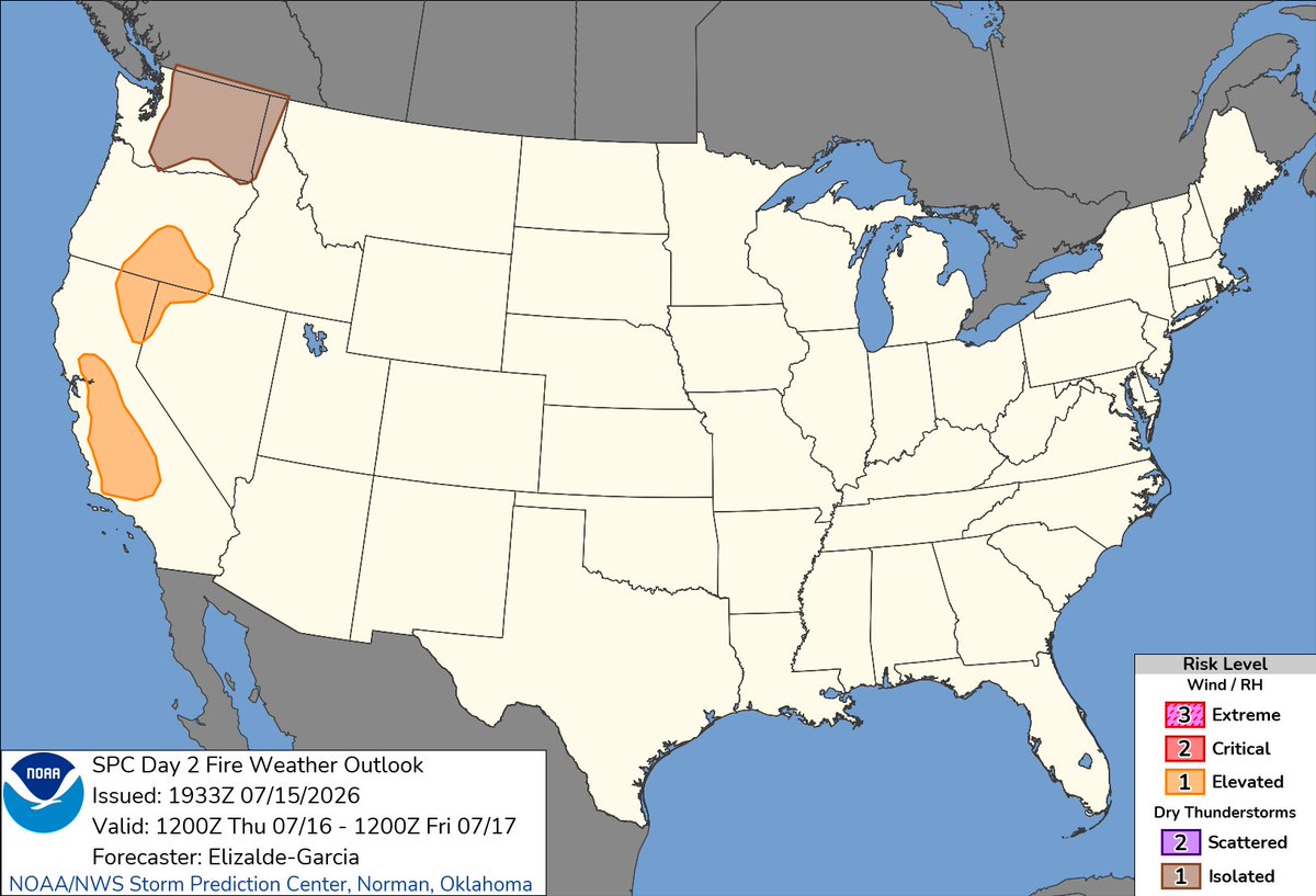 NWSSPC's tweet photo. 2:35pm CDT #SPC Day2 #FireWX  https://t.co/LEoXKVkfmU https://t.co/i9EXWEGWt4