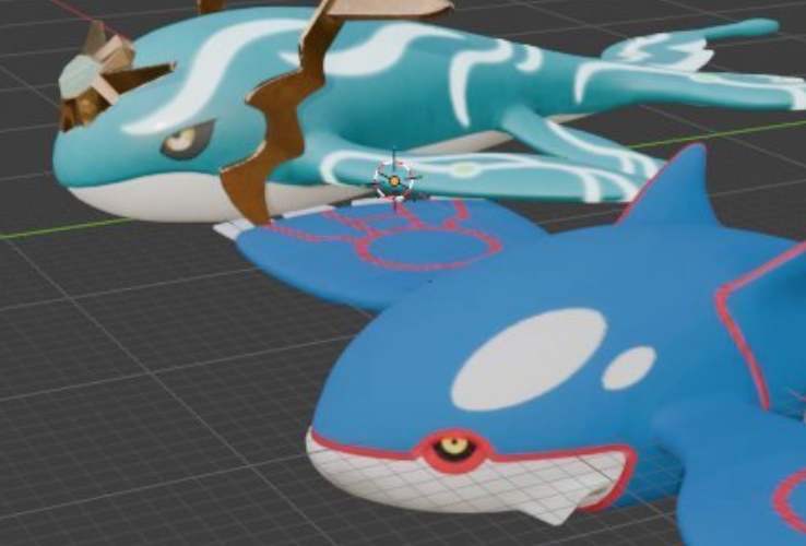 FuryLeFerret's tweet photo. @sir_fluff_butts Giving it more "whale-like" eyes funnily enough makes it remind me of kyogre due to it having a similar eye shape

A comparison someone made ironically helps me ilustrate what I mean because the pal just kinda has a big head and eyes which make it look silly https://t.co/BnD8qnmmtI