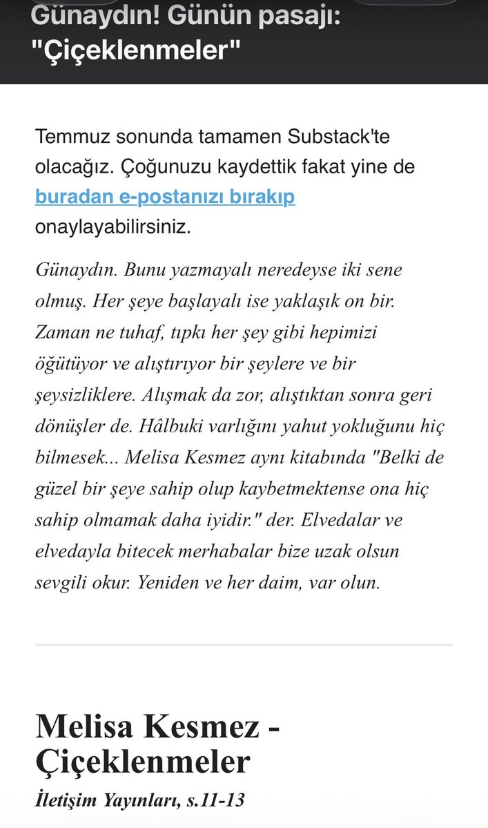Ayse_Torun's tweet photo. #biryudumkitap geri dönmüş 🥹🥹
Hem de çok güzel bir alıntıyla 🫠🫠
Varlığına çok alışılan bir şeyin yokluğuna zor alışılıyor 🥲
#çiçeklenmeler https://t.co/B7nZVLhOU1
