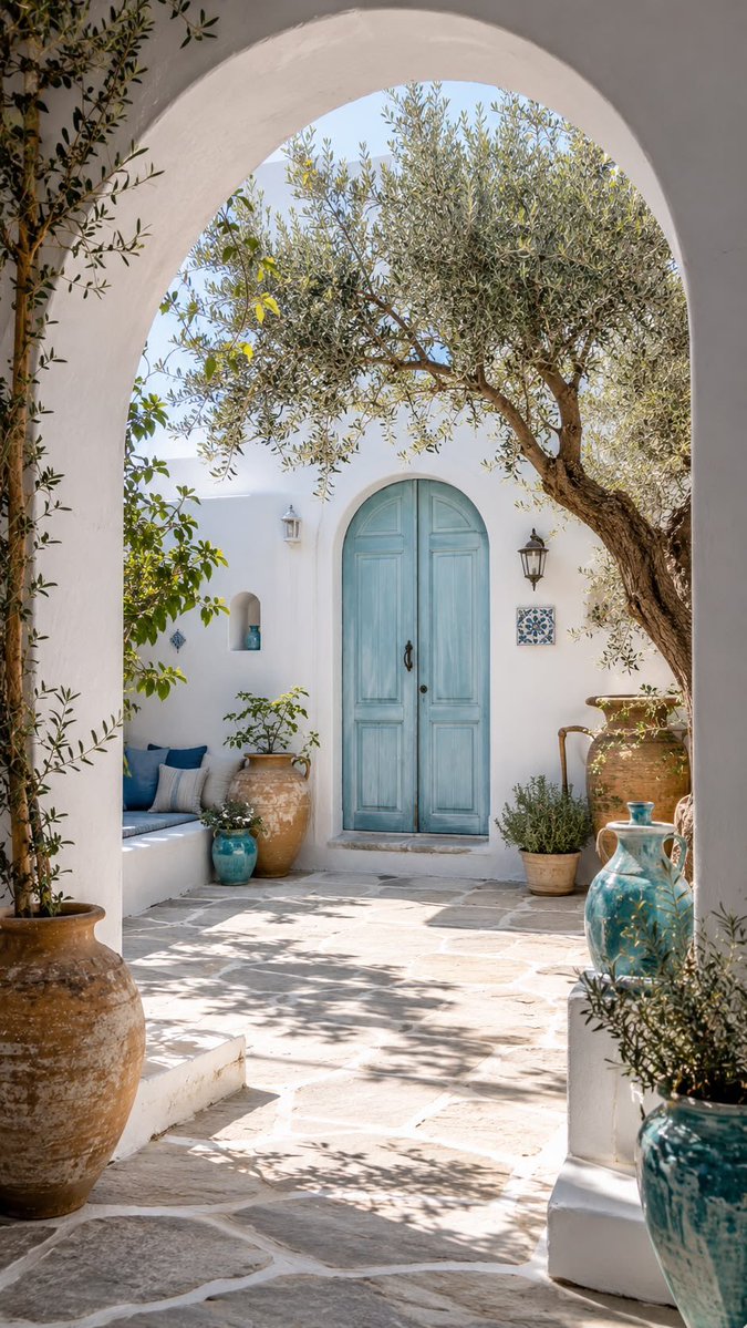 moraimauy's tweet photo. Blue Door  &amp;  Olive Trees

           #GreekIsland https://t.co/i2qEWfLI10