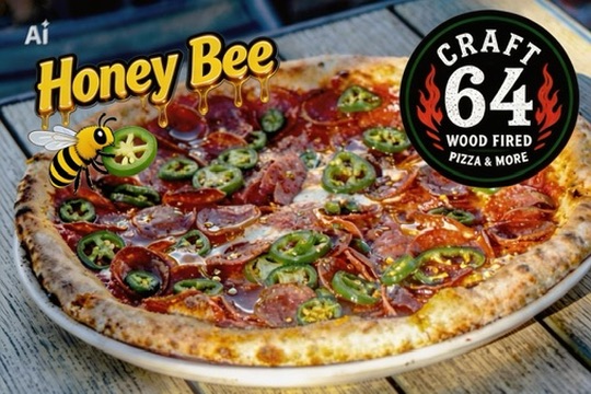 Craft64AZ's tweet photo. Buzz on in for our absolute bestseller β The Honey Bee!
Zesty house sauce, mozzarella & parmesan, loaded with signature pepperoni, fresh jalapeΓ±os & golden wildflower honey for that perfect sweet-heat explosion! One bite and youβre hooked!
#honeybee #pizza #Craft64 #craftbeer https://t.co/ZtPdm79MFS