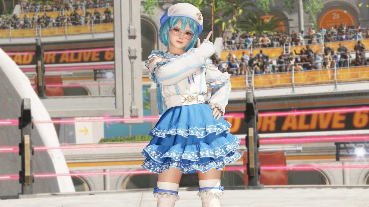 dailydoatec's tweet photo. nico's new "scientist on holiday" dlc set in dead or alive 6 last round https://t.co/f7rQMmIBjO