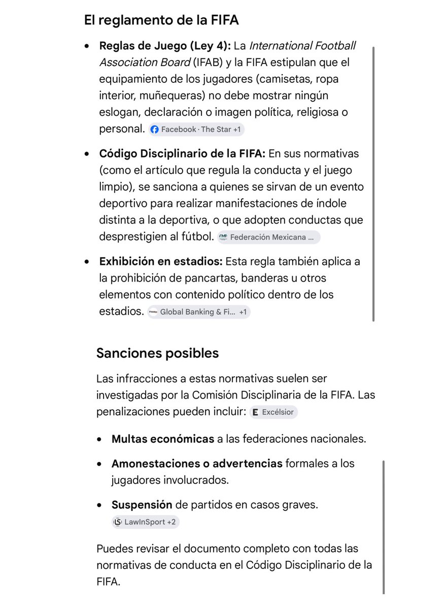 ArturoVill7's tweet photo. La FIFA prohíbe las manifestaciones políticas por parte de los jugadores, ya sea mediante pulseras, camisetas, mantas o incluso cánticos.

A Rodri y a Morata los suspendieron un partido por cantar “Gibraltar es español” durante la Eurocopa.

Ahora los jugadores de Argentina exhibieron una manta con la leyenda: “Las Malvinas son Argentinas”.

¿Adivinen qué va a pasar?

Absolutamente nada.