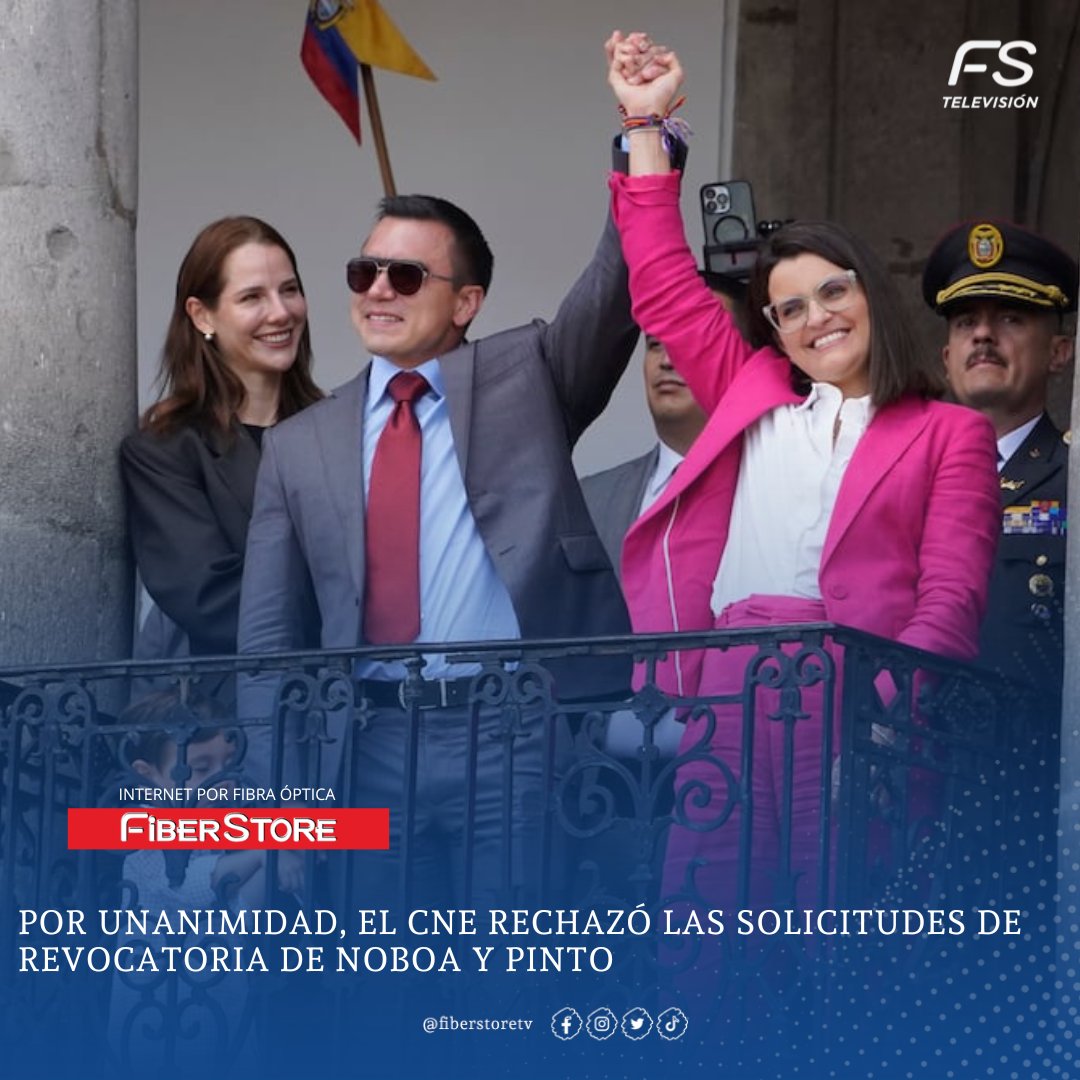 fiberstoretv's tweet photo. #ÚltimaHora | No habrá recolección de firmas: CNE rechazó pedido para revocar a Noboa

El intento de impulsar la revocatoria del mandato del presidente Daniel Noboa no avanzó. 

El CNE resolvió negar la entrega de formularios para la recolección de firmas y archivó el trámite. https://t.co/yI0E8bsgsN