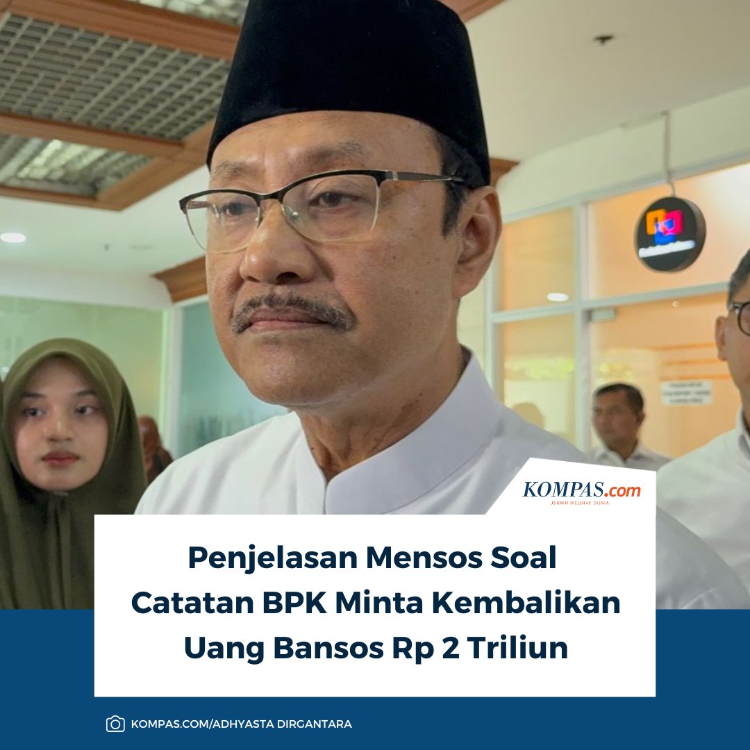 kompascom's tweet photo. Baca selengkapnya: https://t.co/08XTDdcl8J
Mensos Saifullah Yusuf atau Gus Ipul menjelaskan bahwa catatan BPK yang meminta belanja bansos Rp 2 triliun dikembalikan ke kas negara berkaitan dengan masalah exclusion error dan inclusion error.
~MS #BPK #Mensos #Bansos https://t.co/At2ACwym42