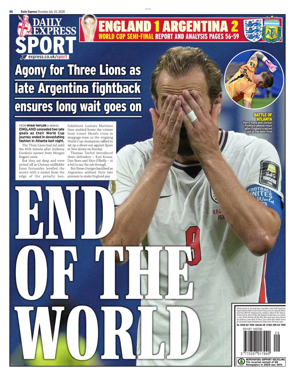SC_ESPN's tweet photo. "LOS INMORTALES" - "FIN DEL MUNDO" y mucho más... ¡Las tapas de los periódicos del mundo hablan del histórico partido que le ganó Argentina a Inglaterra para meterse en la final!

📌 L'Equipe
📌 The Daily Telegraph
📌 Daily Express
📌 Daily Star

⚽ #ESPNMundial
📺 Mirá los mejores partidos de la #FIFAWorldCup por ESPN, en el Plan Premium de #DisneyPlus