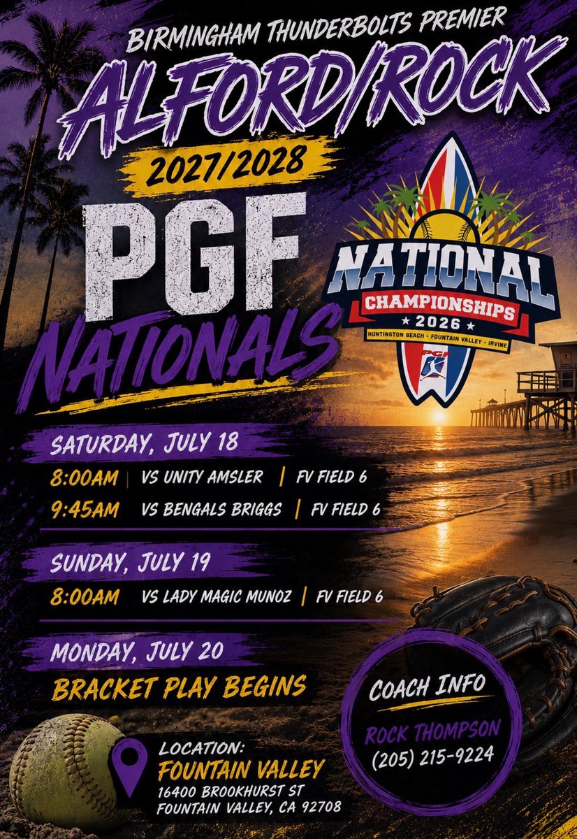 BigMack2028's tweet photo. Last stop of the summer, @PGFnetwork Nationals!!! Come check us out! Let’s go!!!!
💜💛⚡️⚡️

@SoftbalAmerica @BradyVernon @ExtraInningSB @LineDsoftball @THEWOWSB @DiamondAddicts @SoftballDown @BhamBolts2027 https://t.co/Q6JhaPUU9a