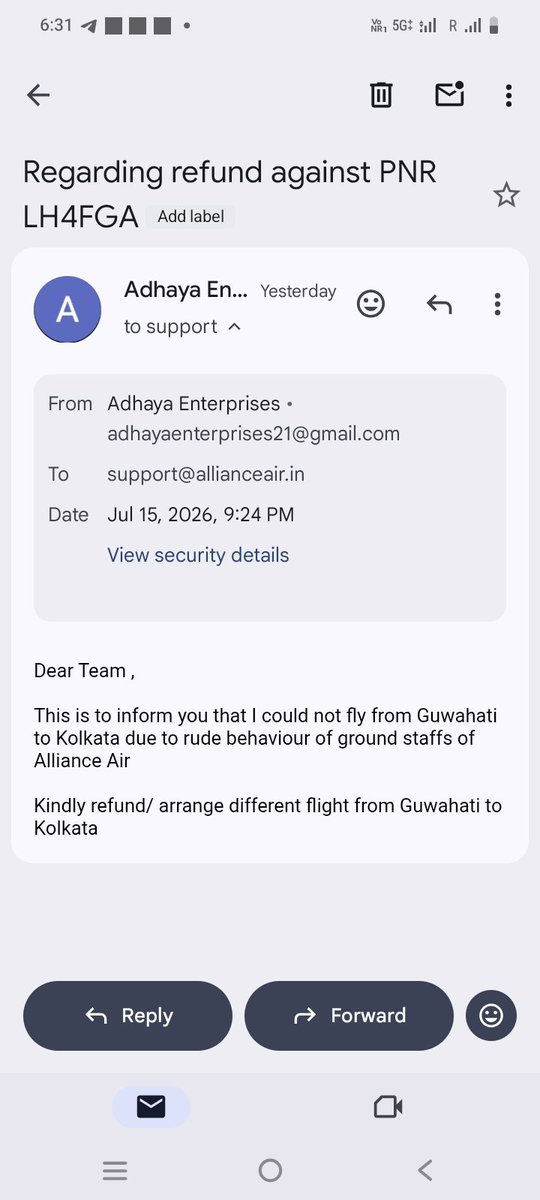 ashu88cute's tweet photo. @Cleartrip 
I had a very uncomfortable experience with Alliance Air 
Kindly arrange to refund my money https://t.co/IMQpZtMqJQ