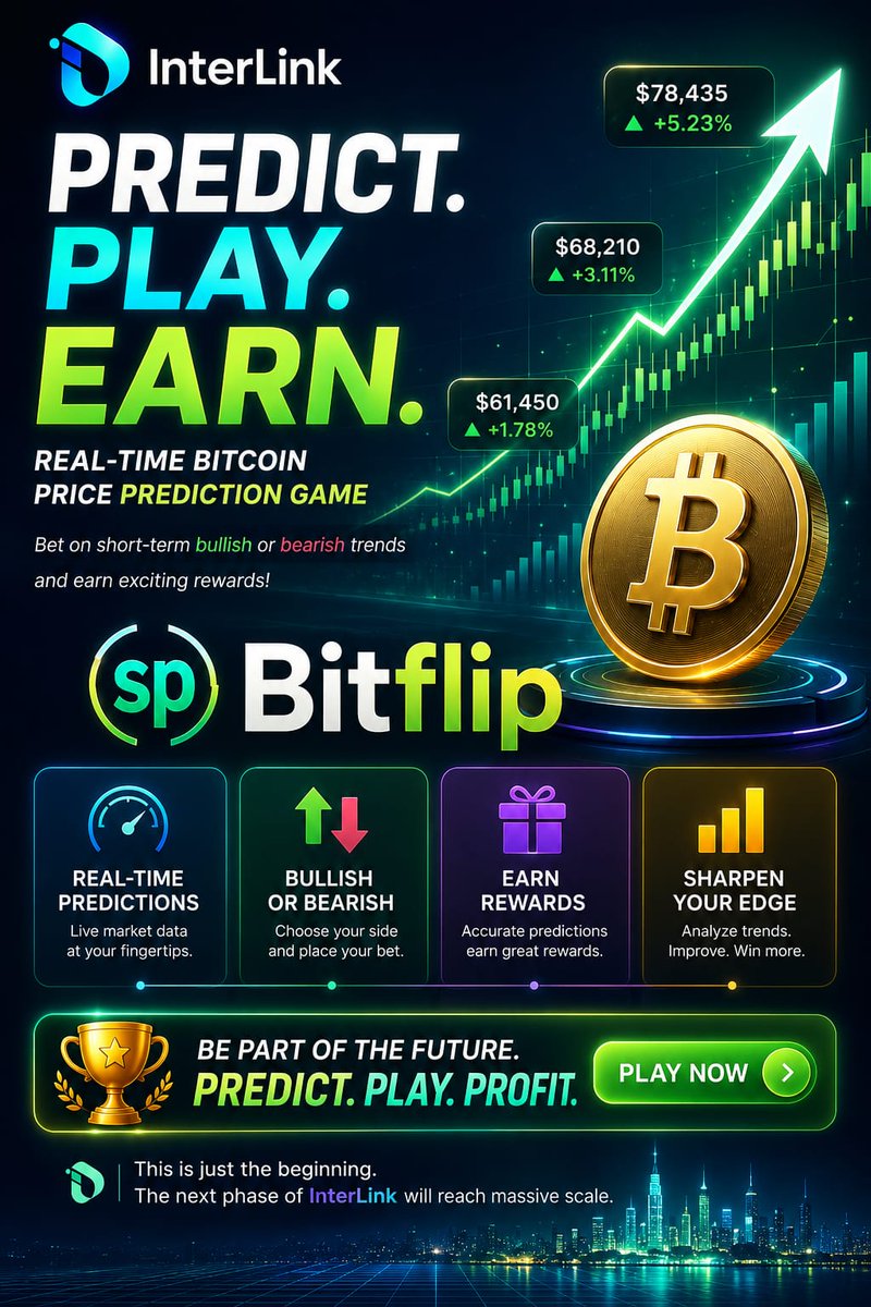 AzkaRaffi88823's tweet photo. "Prediksi. Bermain. Raih hadiah. Bitflip menghadirkan pengalaman prediksi harga Bitcoin secara real-time dengan cara yang seru, cepat, dan penuh peluang. Saatnya buktikan instingmu!"
#InterLink #ITLG #ITL https://t.co/xdzYdZWEj4