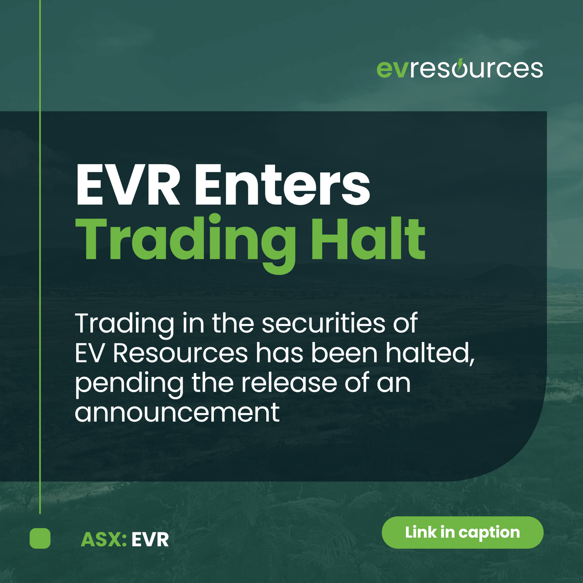 EVResources_EVR's tweet photo. EV Resources has entered a trading halt pending the release of an announcement.

Full announcement: https://t.co/1yA2dSQMsb

$EVR #ASXNews #USAntimony #USCriticalMinerals https://t.co/crq8OJwwC3