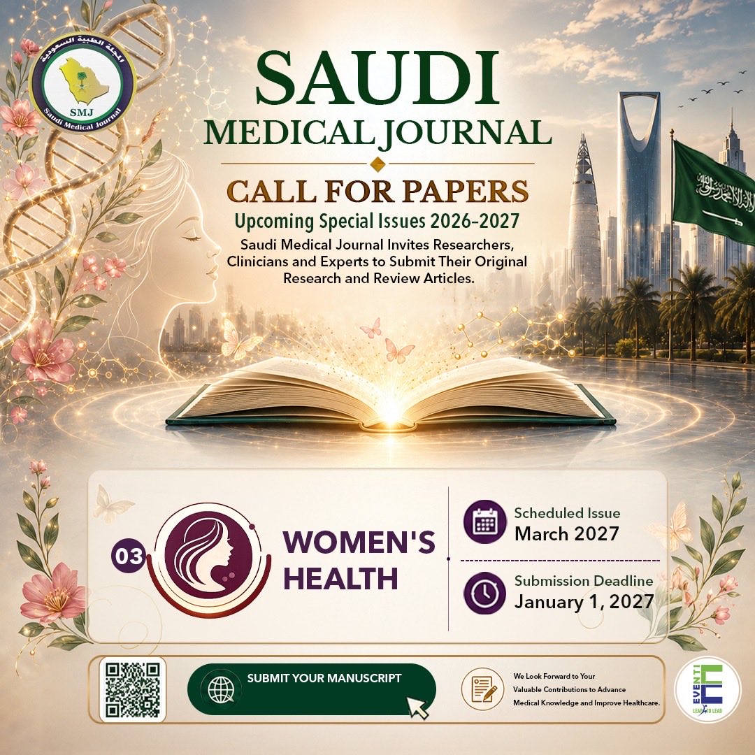 SaudiMedJ's tweet photo. Submit your manuscript here:

https://t.co/L7EGPBbeYA… https://t.co/RwJnAbSEuB
