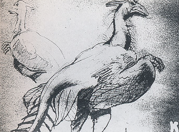 GodzillaWiki's tweet photo. Early concept art for Rodan was considerably more bird-like than the final onscreen design, bearing more resemblance to Archaeopteryx than Pteranodon with feathered wings, a long tail, and a hunched posture. Ishiro Honda rejected these designs in favor of the pterosaur design. https://t.co/dqPj0q1zw4