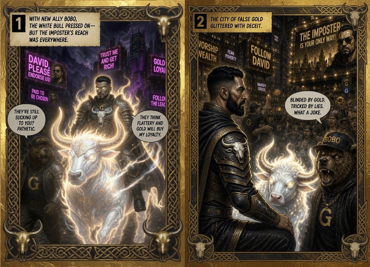 WhiteBullMEDIAi's tweet photo. The Golden Age was close.

solana:9ZkArkhhDMe19ToEUWnUiM75XWJxcTSF2vmKHM2Spump the White Bull led his followers to glory, until the imposter arrived.  

Same face. False promises. Greed in the shadows.  

Many were deceived. Many left.  

But the true OG never broke. 

The White Bull awakens. The saga of betrayal and reclaiming the throne has begun!  

Episode 3: The Frog's Wisdom!

solana:9ZkArkhhDMe19ToEUWnUiM75XWJxcTSF2vmKHM2Spump x $ODYSSEY ⚔️ cc:

cc: @davidgokhshtein ⚪️🐂