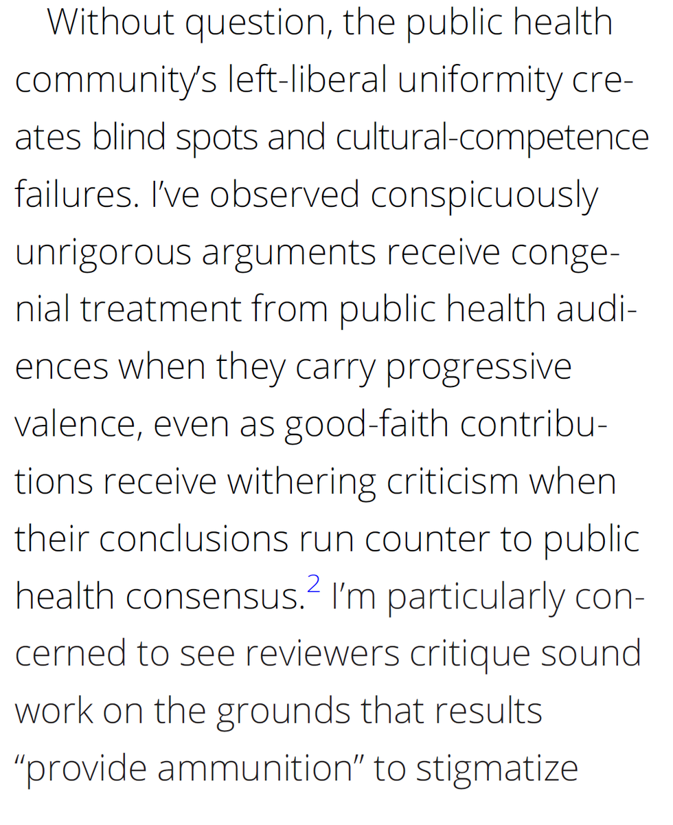 KeithNHumphreys's tweet photo. Hard truths about the effect of political monoculture on the quality of public health research and policy by @haroldpollack https://t.co/rVNAE0MBja
