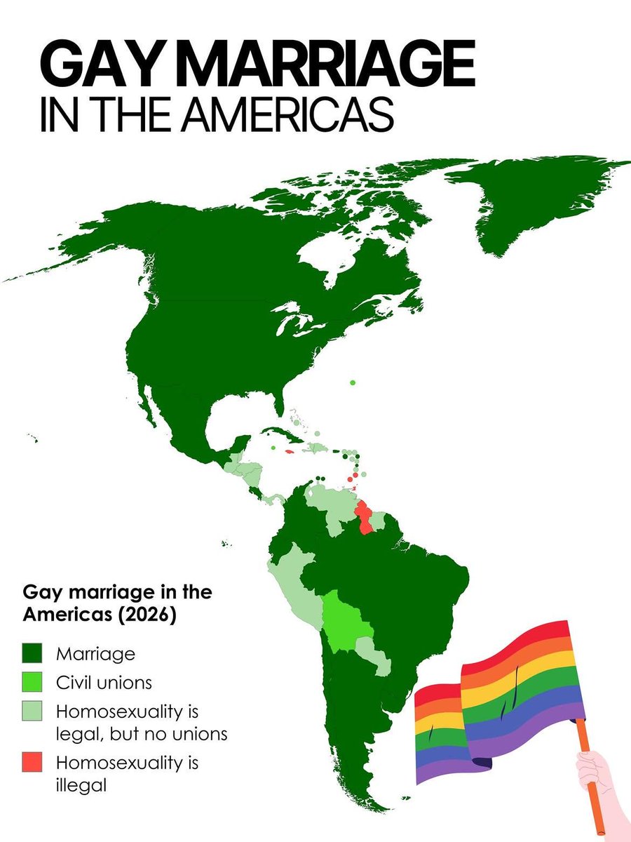 simongerman600's tweet photo. Map shows that by now same-sex marriage is legal across most of the Americas. https://t.co/zr4YkNG5fu