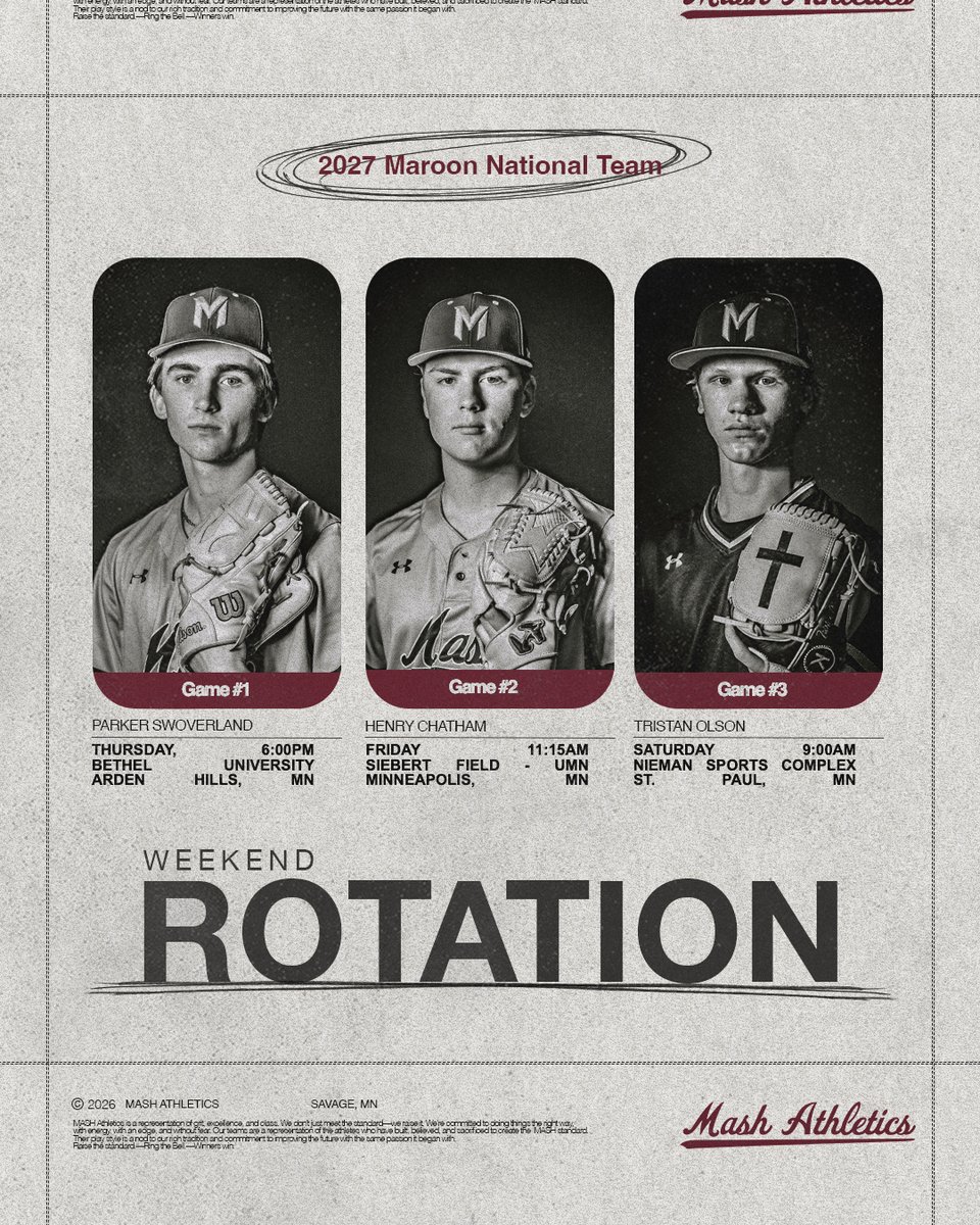 MASH__BASEBALL's tweet photo. 2027 Maroon National Weekend Rotation. 🔔📈 https://t.co/j29yVHNnKq