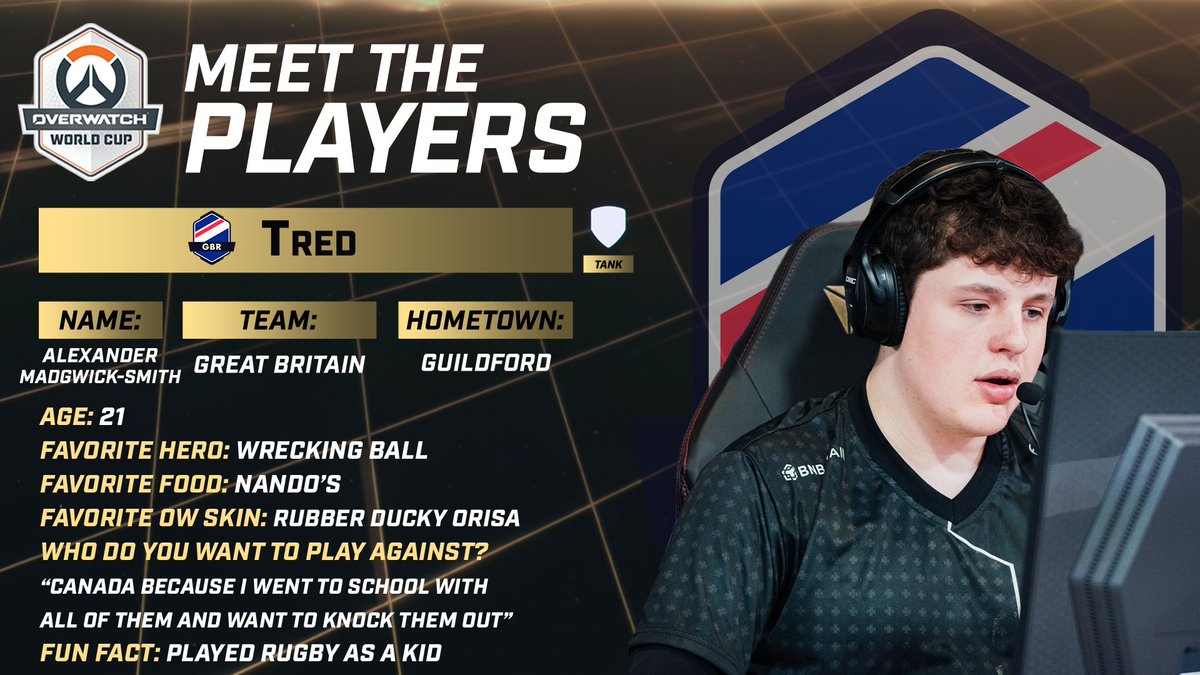 OW_Esports's tweet photo. Anyone up for a cheeky Nando's? 🐔 We're back with another #OWWC2026 Group Stage player! 

Meet @Tred___ playing for @7lionsOW! https://t.co/SBtcJVlWSf